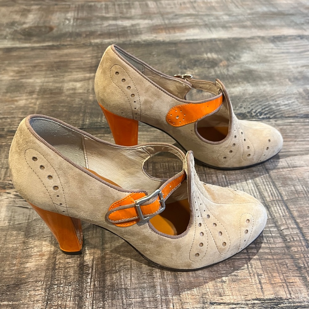 Re-Mix Classic Vintage Cloche 2.0 Taupe Suede/Orange